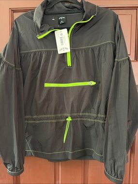 Year of Ours Black Anorak with Neon Green Trim